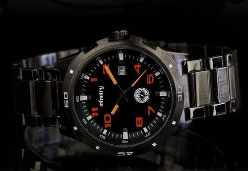 ***INFANTRY Mens Army Police Quartz DATE Display Sport Watch Stainless Steel BLUE
