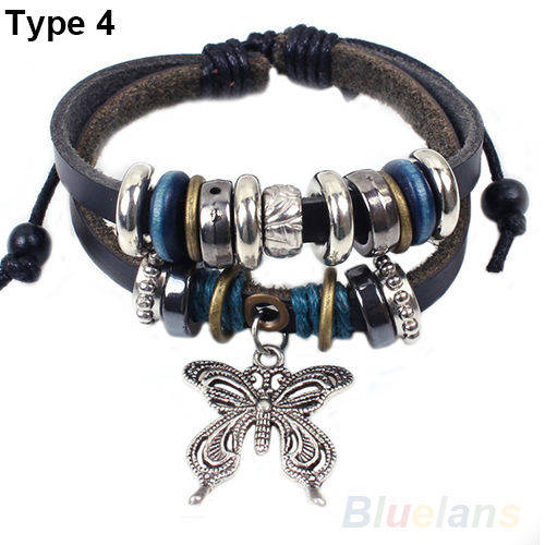 2 X-Fashion SILVER Quartz Weave WRAP Around Leather Bracelet **