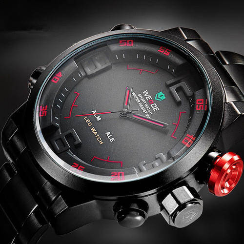 **  Luxury  WEIDE  Steel  Dual time  Watch