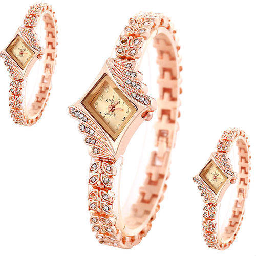 *** Ladies **Rose gold Fashion Women's Crystal Quartz Rhombus  Wrist Watch
