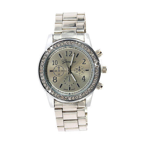 --********LADIES GENEVA SILVER DESIGNER STYLE  STAINLESS STEEL QUARTZ WATCH**