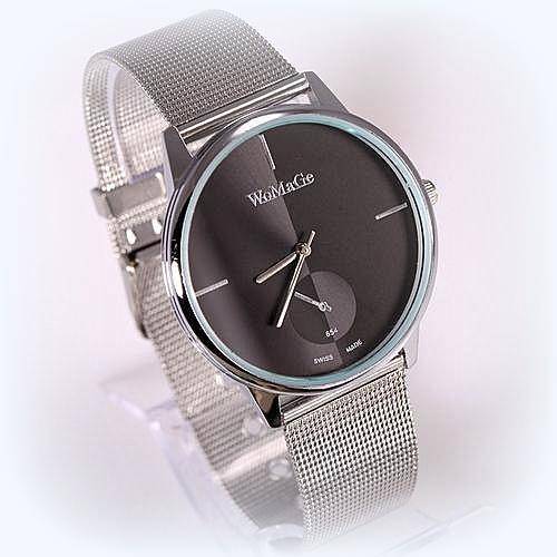 --***2 X LADIES/MEN WOMAGE **SWISS MADE  YELLOW/SILVER  DIAL and BLACK DIAL  STEEL QUARTZ WATCH*