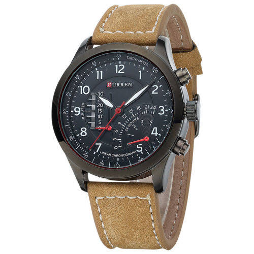 *** New  CURREN 8152 Mens  Quartz Watch  Leather Band