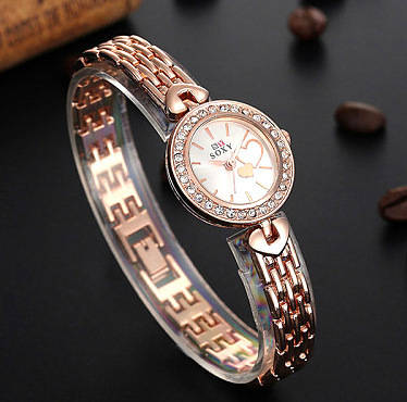 *LADIES   Soxy-Charming-Hearts-Crystal-Quartz-Rose-Gold-Womens-Watch