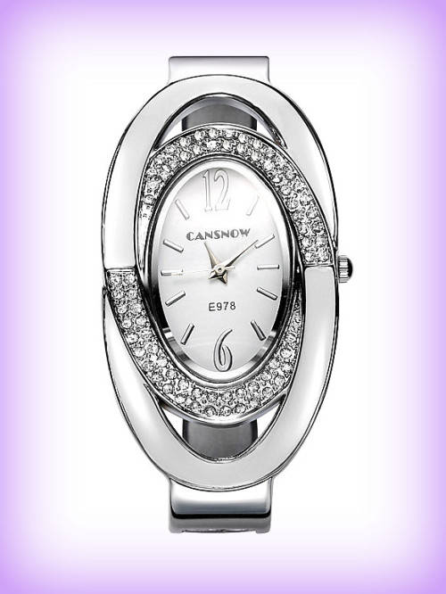 --***LADIES ** HOT FASHION **CANSNOW **SILVER BANGLE **QUARTZ WATCH**