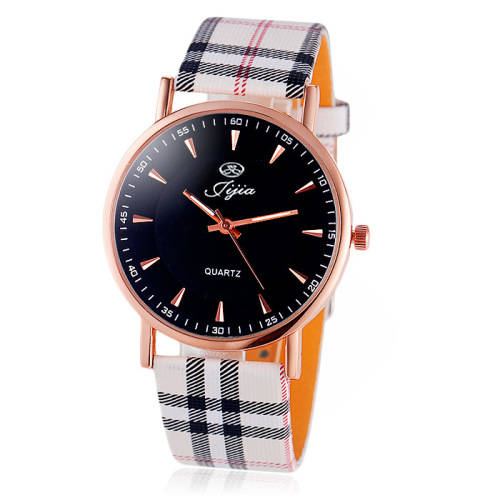 -***LADIES JIJIA BRAND **Plaid leather** POPULAR Strap Color*** Quartz watch