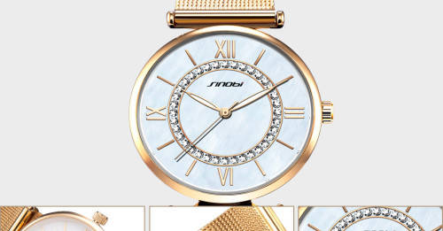 **SINOBI BRAND 9632*  Golden/Silver Women's Diamonds Wrist Watch Top Luxury *