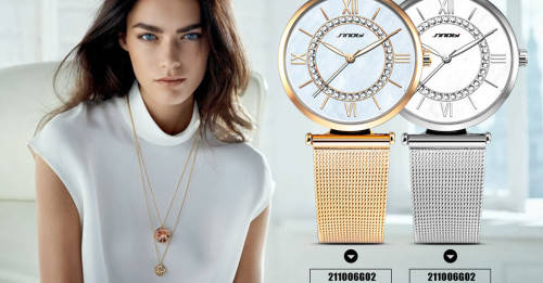 **SINOBI BRAND 9632*  Golden/Silver Women's Diamonds Wrist Watch Top Luxury *