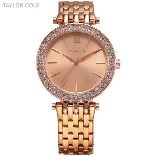 From UK** Taylor Cole Lady Georgeos Rose Gold Steel Band Bracelet Luxury  Date  Watch*TOP