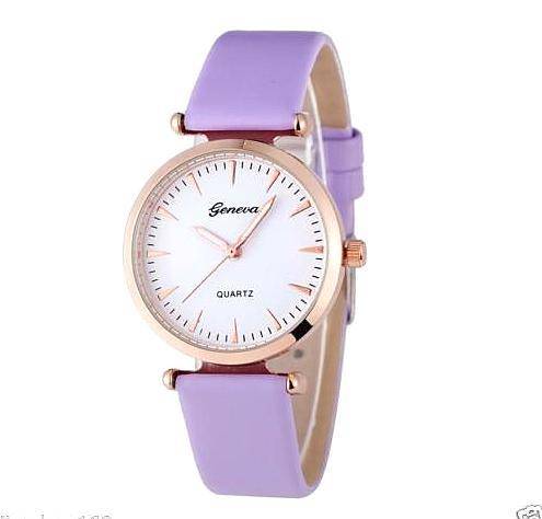 --***LADIES **New Fashion UK Geneva 3634 Brand Colorful White /RED Leather Strap Quartz Watch