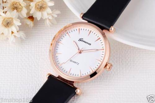 --***LADIES **New Fashion UK Geneva 3634 Brand Colorful White /RED Leather Strap Quartz Watch