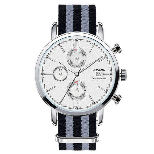 --***NEW SINOBI ELEGANT 6 HAND CHRONOGRAPG MENS NATO STRAP WATCH