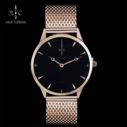 --$299 ***Men/Women Big Dial Nick Cabana Brand**Exclusive** Black Dial Gold Stainless Steel Belt.**
