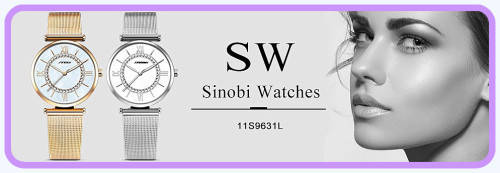 **SINOBI BRAND 9632*  Golden/Silver Women's Diamonds Wrist Watch Top Luxury *