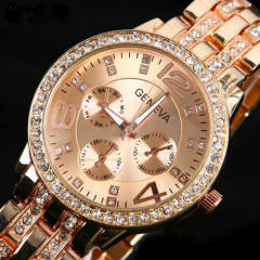--********LADIES GENEVA ROSE GOLD FULL BLING DESIGNER STYLE  STAINLESS STEEL QUARTZ WATCH**