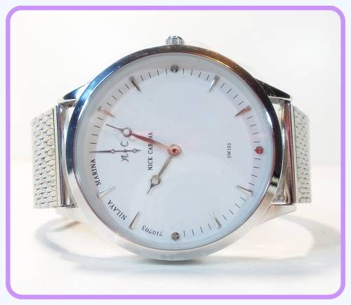$199--***Womens Big Dial Nick Cabana Brand**Exclusive** White Dial Silver Stainless Steel Belt.**