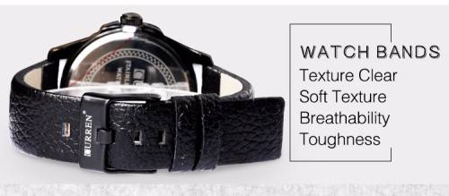 ***Luxury Curren ( MODEL: 8123 )   Mens Leather Golden Quartz Calendar Analog Dial Wrist Watch B92U