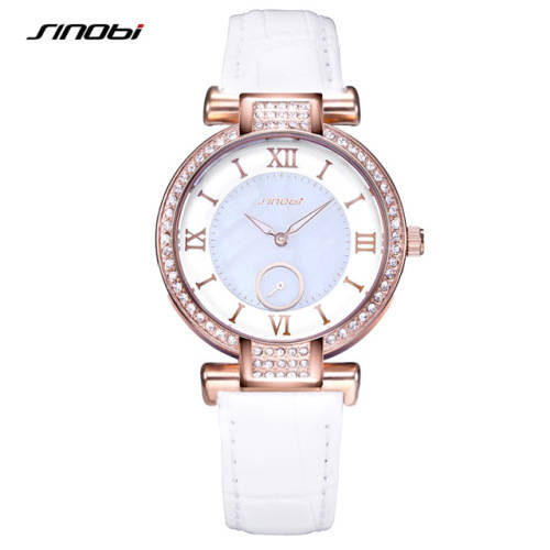 -- * **ELEGANT WHITE UNIQUE SINOBI 8192 SWAROVSKI CRYSTALS*ANALOG DRESS WATCH