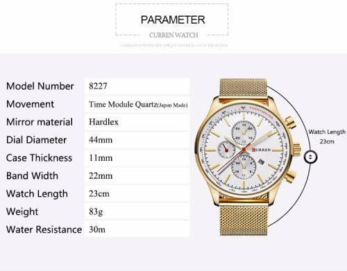 ***CURREN Luxury Watch Men Steel Quartz Calendar Date Wristwatch