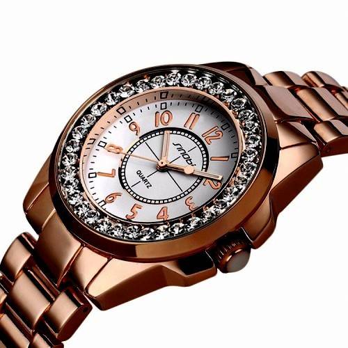 -***$51* --***LADIES **SWAROVSKI CRYSTAL ENCRUSTED ~SINOBI~ROSE GOLD QUARTZ Watch -