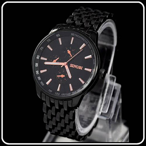 -- * **ELEGANT  SINOBI ALL STEEL BLACK ANALOG DRESS WATCH**