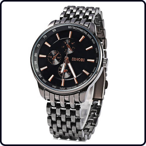 -- * **ELEGANT  SINOBI ALL STEEL BLACK ANALOG DRESS WATCH**