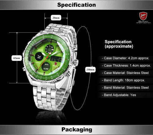 $45.00* Official SHARK Green New Quartz Army Mens Sport Wrist Watch*