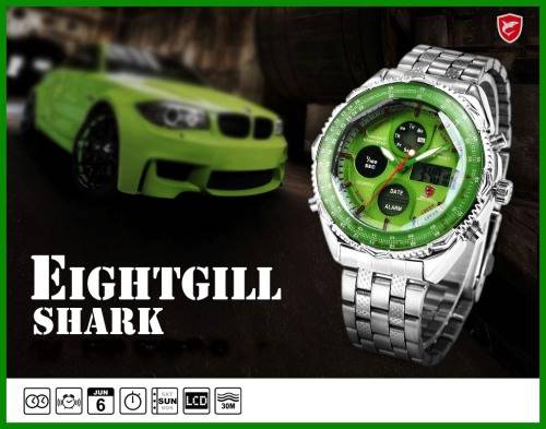 $45.00* Official SHARK Green New Quartz Army Mens Sport Wrist Watch*