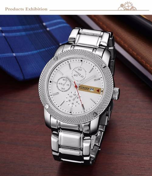 ***Elegant Curren 8069 HEAVY SILVER ALL STEEL MEN  QUALITY WATCH
