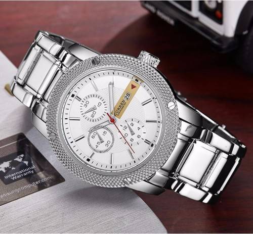 ***Elegant Curren 8069 HEAVY SILVER ALL STEEL MEN  QUALITY WATCH
