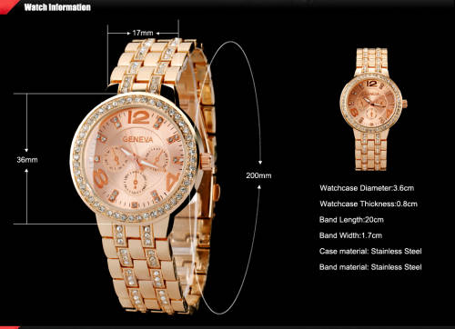 --********LADIES GENEVA FULL BLING DESIGNER STYLE  STAINLESS STEEL QUARTZ WATCH**