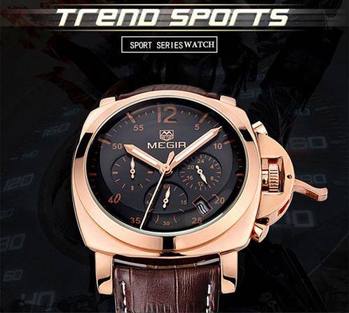 * Megir Brand Top Watch** Golden SS Case  Luxury Men* 6 Hands * Quartz Wristwatch CHRONOGRAPH