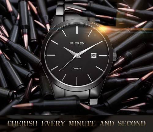 ** CLASSIC -ALL-Black Curren 8016 -Mens--Analog-Quartz-Watch
