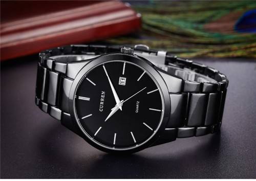 ** CLASSIC -ALL-Black Curren 8016 -Mens--Analog-Quartz-Watch