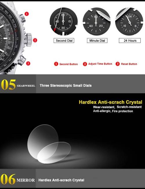 * Megir Brand Top Watch** All Black Steel  Luxury Men* 6 Hands * Quartz Wristwatch CHRONOGRAPH