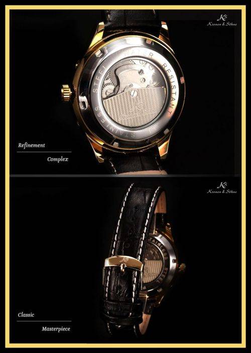 *KS Imperial*  White Dial Gold Case Automatic Mechanical Mens ** 6 Hands** Wrist Watch+Box*