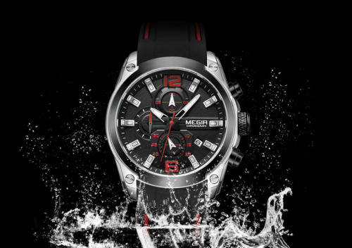*Megir 2063G -Multifunction  Chronograph Watch * 6 HANDS* Rubber Strap*