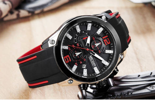 *Megir 2063G -Multifunction  Chronograph Watch * 6 HANDS* Rubber Strap*