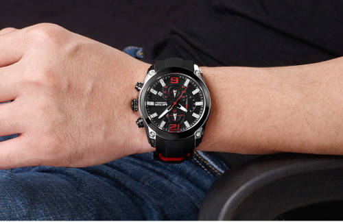 *Megir 2063G -Multifunction  Chronograph Watch * 6 HANDS* Rubber Strap*