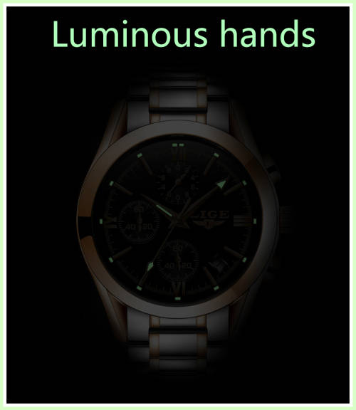 ** CLASSIC -  Relogio Masculion LIGE 9839 Top Luxury All Steel *6 Hands* Chronograph Watch Men