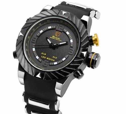 *$70* GOBLIN SHARK** - Men Dual Time Quartz Wrist Watch~ Real Musculine & Big**