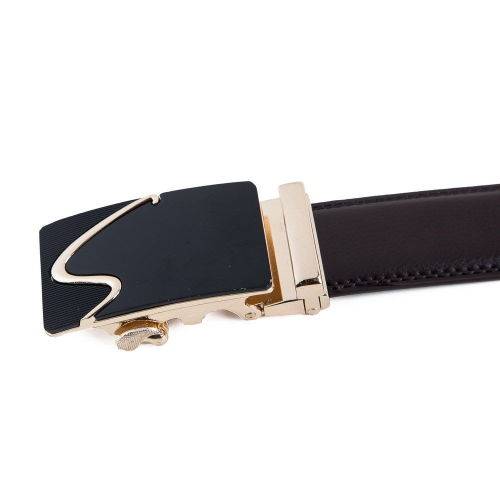 ** Men **Black & Gold Buckle**Dark Brown leather  automatic Buckle  Fashion Waist Belt   *