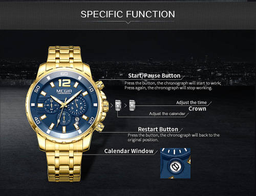 *** Megir 2068 ** Top Watch* New Style Big Luxury Men Quartz Wristwatch CHRONOGRAPH * 6 HANDS *