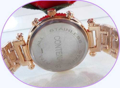 **LADIES  GENEVA CONTENA BIG DIAL DESIGNER STYLE STAINLESS STEEL QUARTZ WATCH**ROSE GOLD