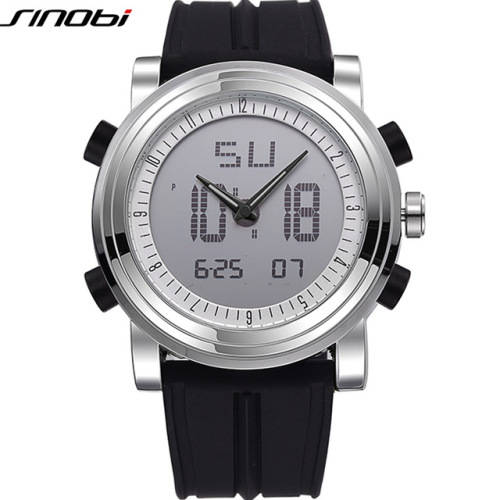 -***NEW SINOBI DUAL TIME CHRONOGRAPG~MULTIFUNCTION~ UNISEX SILICONE STRAP WATCH* BLACK