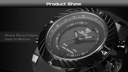 *$70* GOBLIN SHARK** - Men Dual Time Quartz Wrist Watch~ Real Musculine & Big**BOOK,BOX and PAPERS*