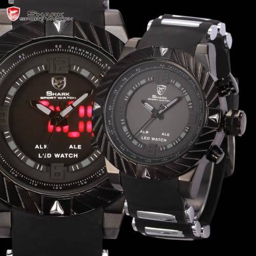 *$70* GOBLIN SHARK** - Men Dual Time Quartz Wrist Watch~ Real Musculine & Big**BOOK,BOX and PAPERS*