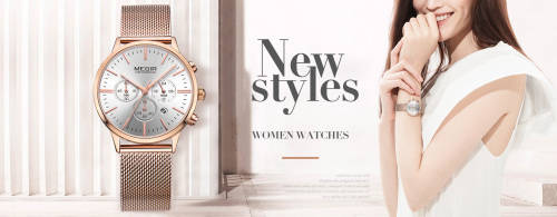 Megir 2011L  - Ladies Lovely Chronograph Watch * 6 HANDS* GOLD