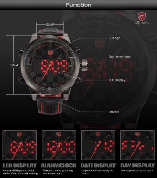 * $48.99 *SHARK*BIG HEAVY* -Luxury Men Digital LED Date Day Quartz Military Sport Wrist Watch