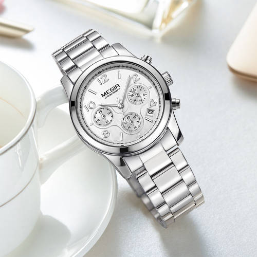 Megir 2057L  -Quality Ladies Solid Built Sturdy Chronograph Watch *6 Hands *FREE SHIPPING*